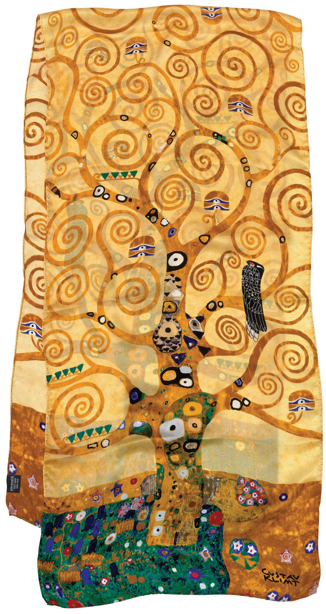 Seidenschal "Lebensbaum" braun - Gustav Klimt