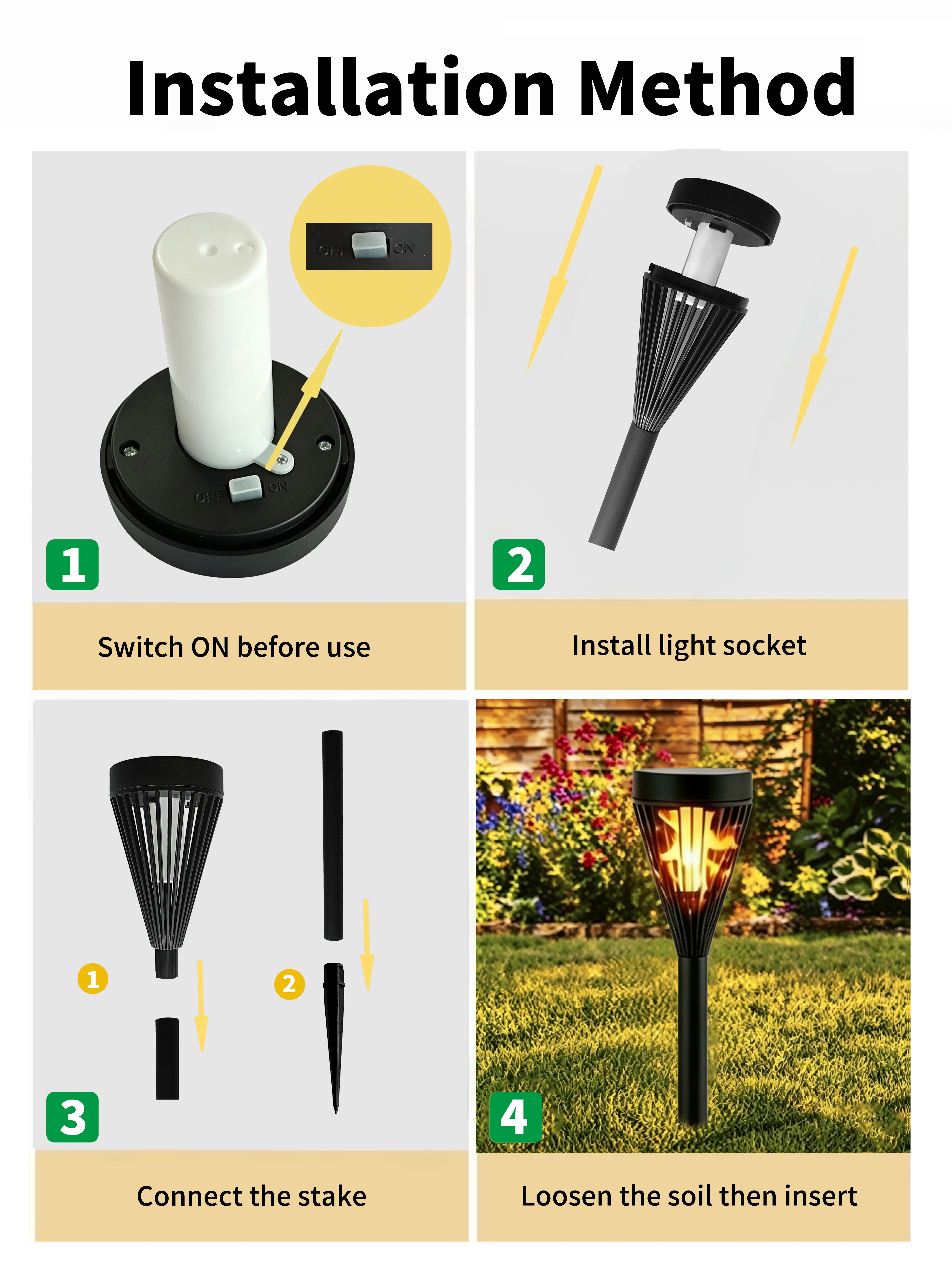 Solar-Kegel Fackelleuchten | LED mit Flammeneffekten