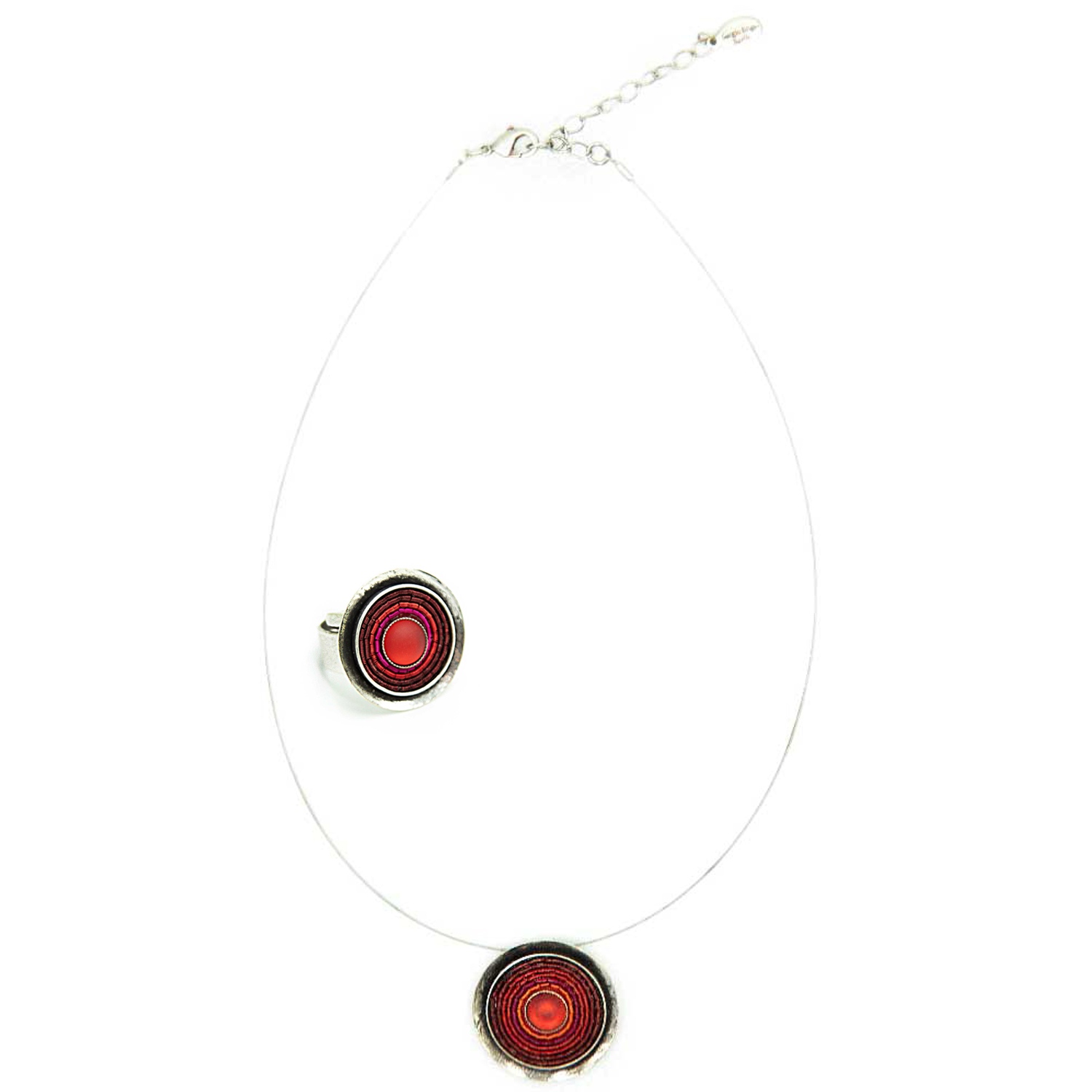 Schmuckset Kette & Ring rot – India Antik
