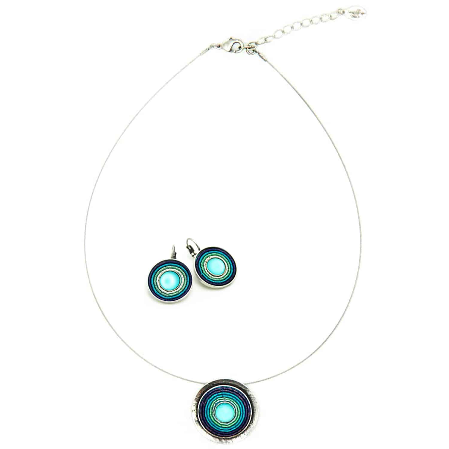 Schmuckset Kette & Ohrringe blau – India Antik
