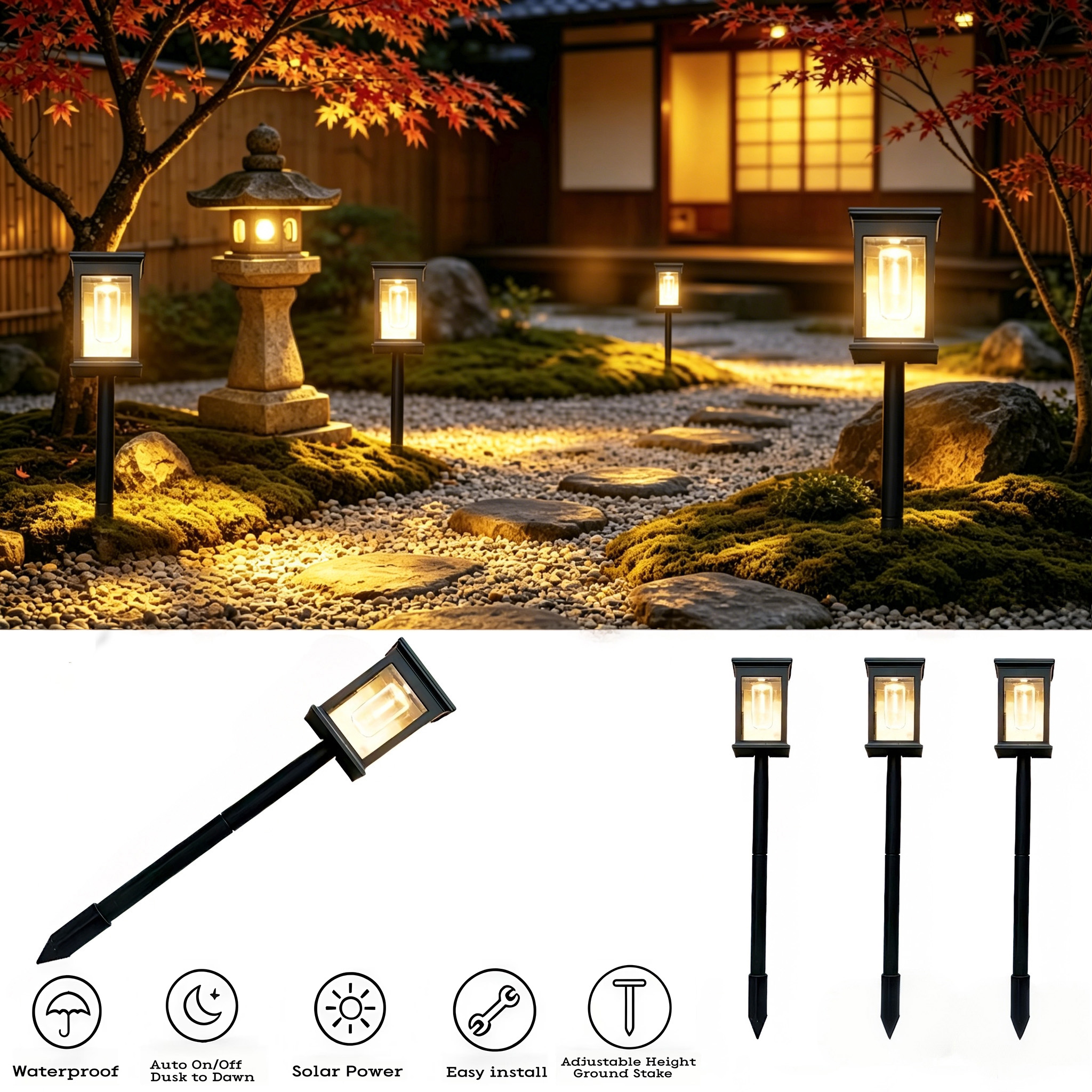 Solar-Filament-Gartenleuchten 4er-Set – DEULE