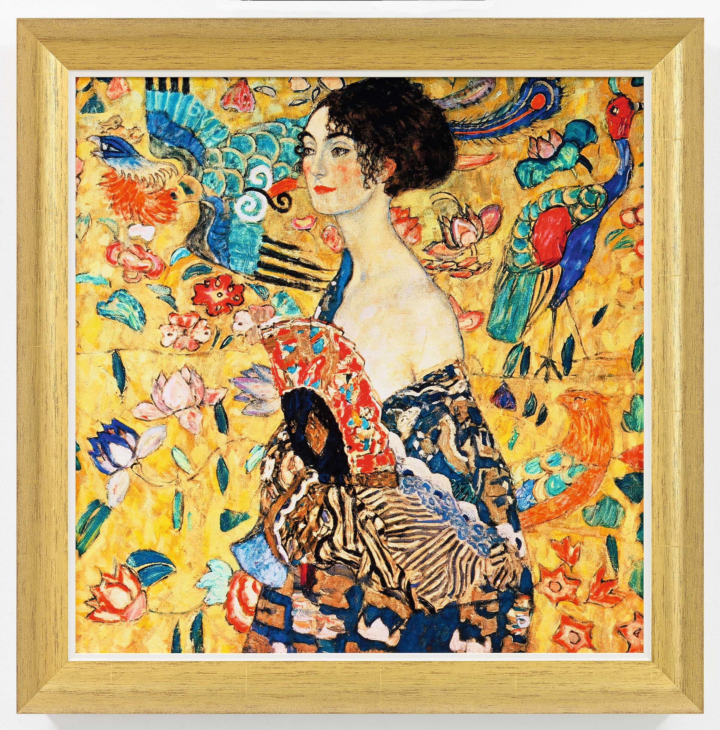 Gustav Klimt "Dame mit Fächer", 1917-18, goldfarben gerahmt