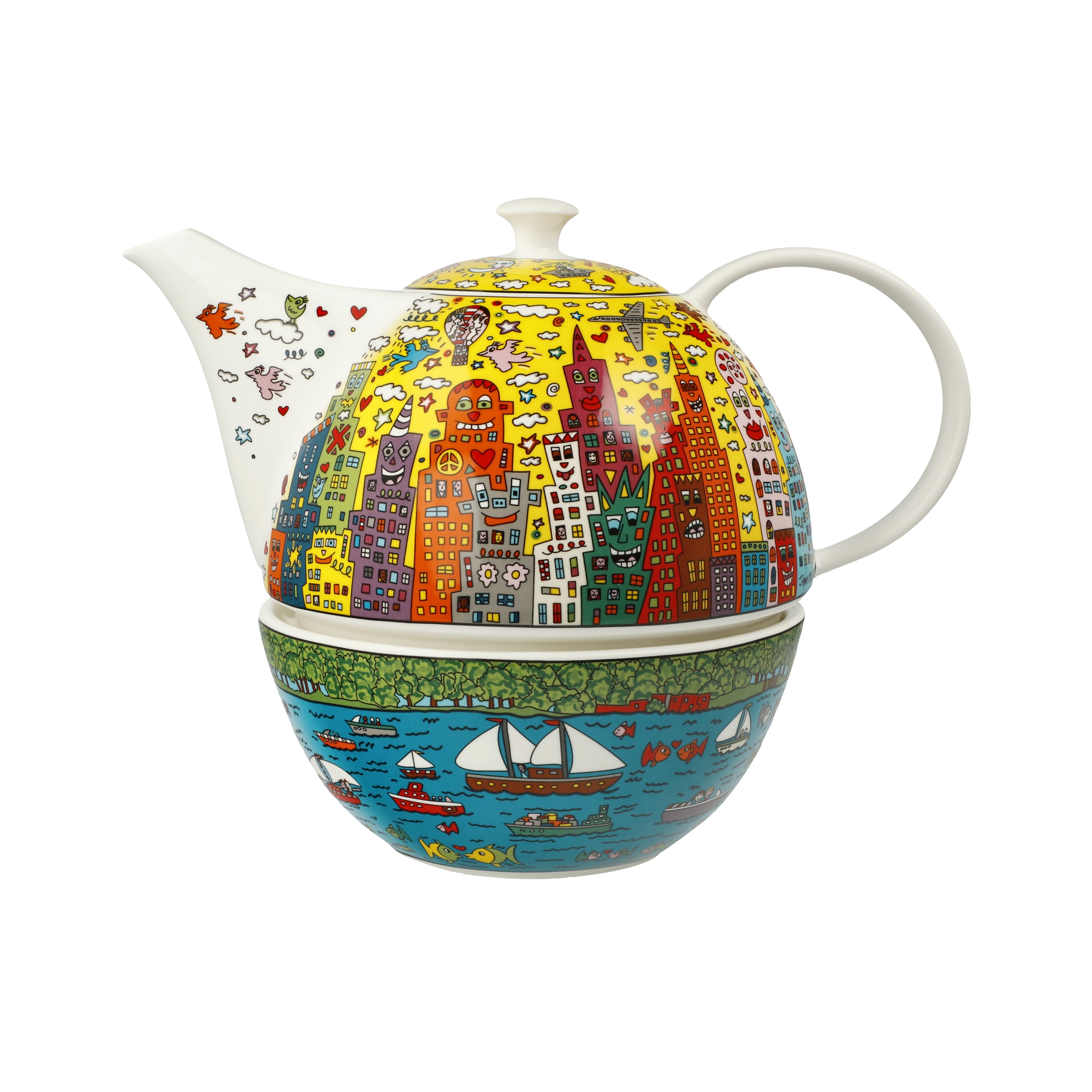 Teekanne mit Stövchen –  My New York City Sunset – James Rizzi