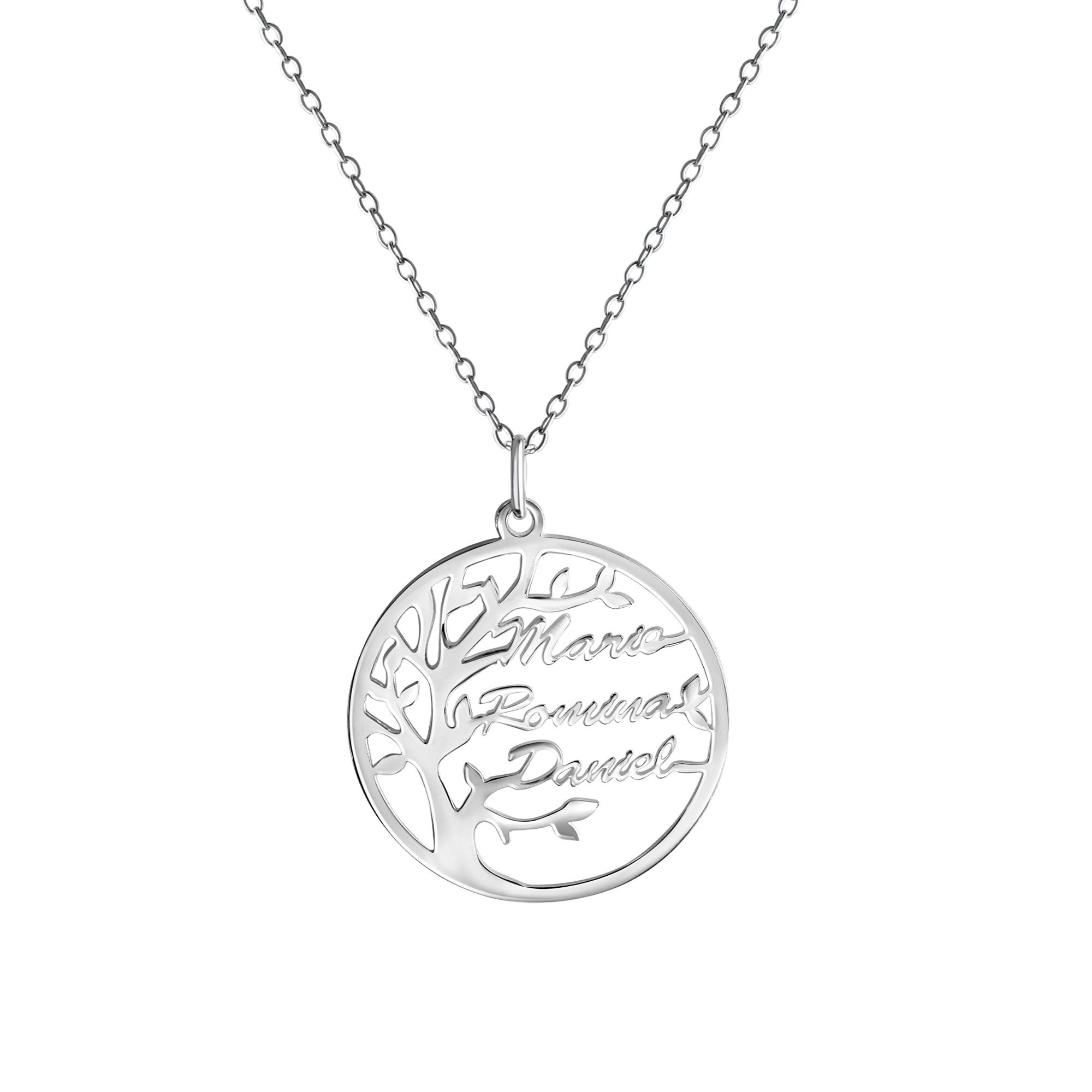 Kette mit Anhänger | Lebensbaum 4 Namen personalisierbar