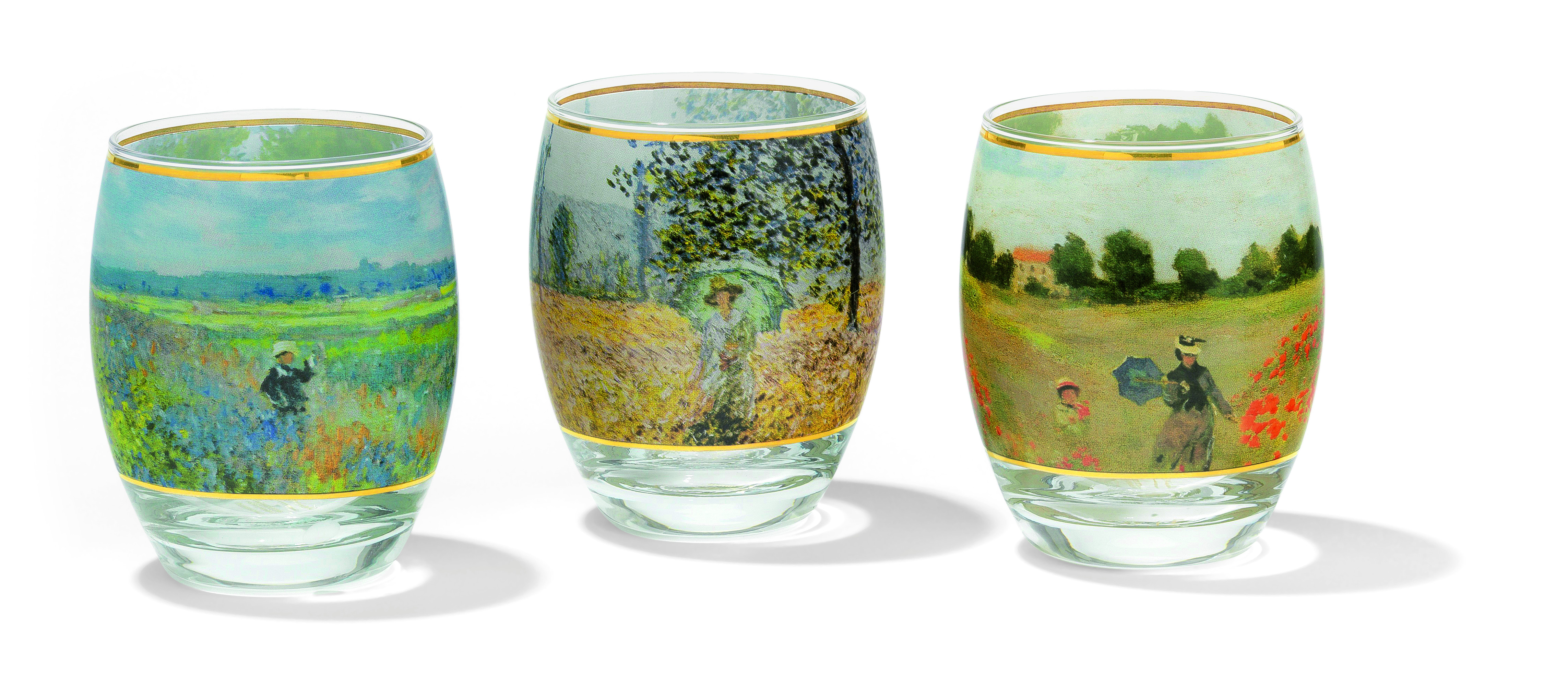 Claude Monet: 3 Teelichtgläser mit Künstlermotiven im Set