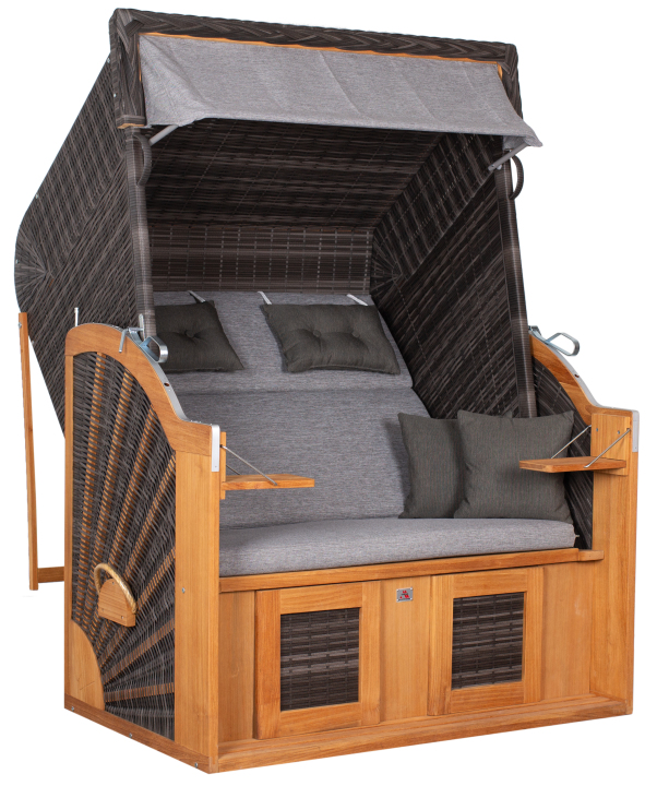 Strandkorb aus Teakholz 2,5 Sitzer – deVries PURE® – Classic XL SUN dunkel grau 