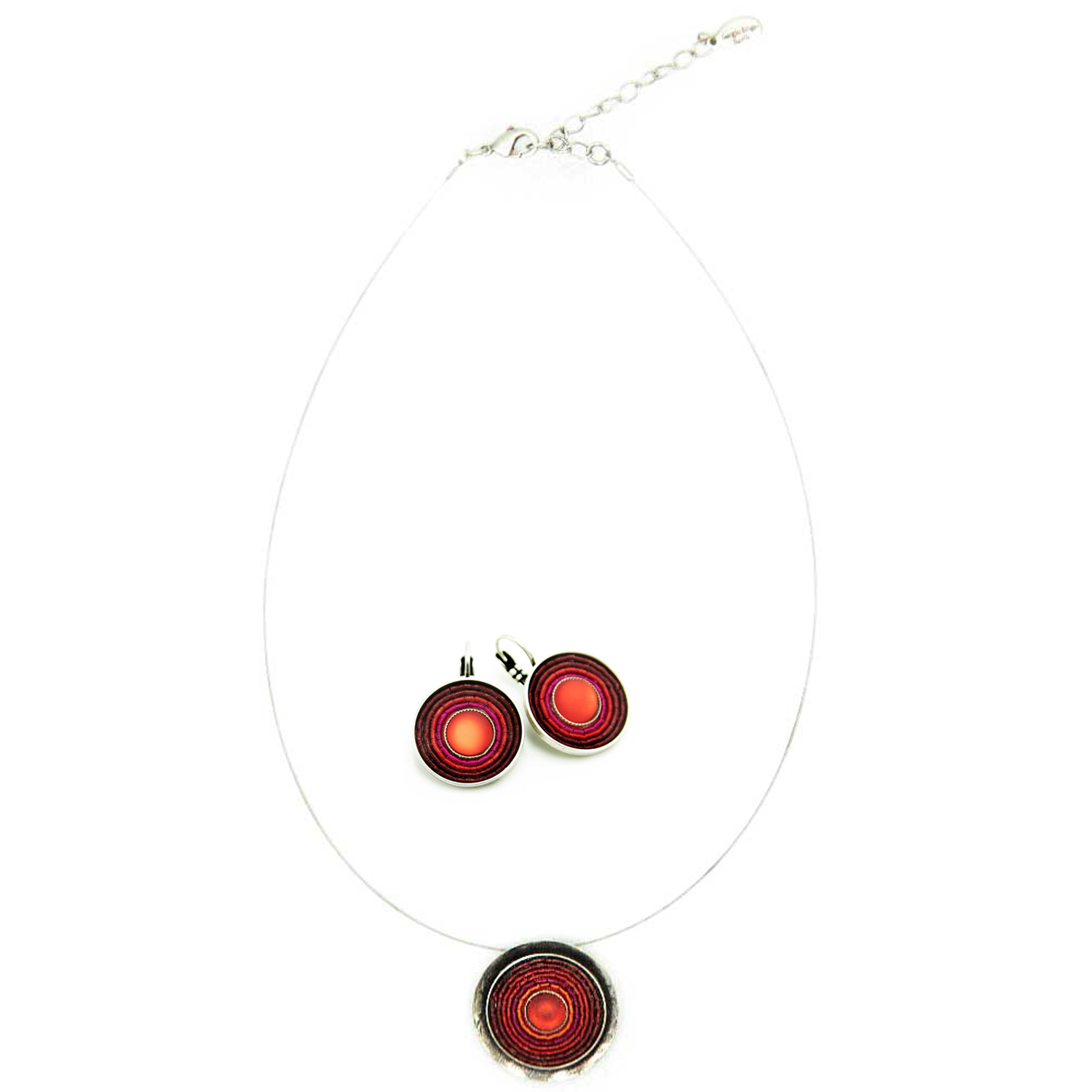 Schmuckset Kette & Ohrringe rot – India Antik