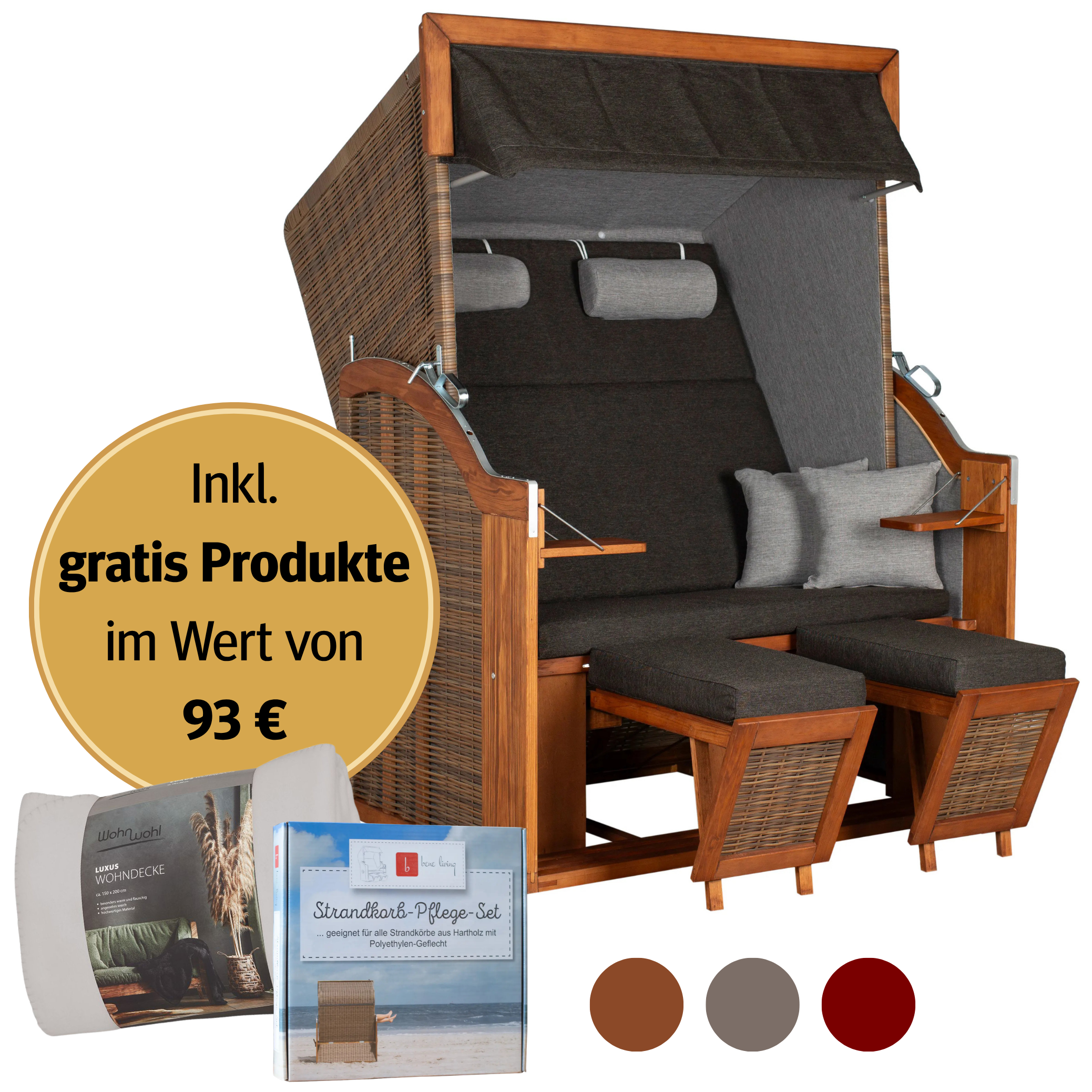 Strandkorb 2-Sitzer | Pinienholz – Tinnum