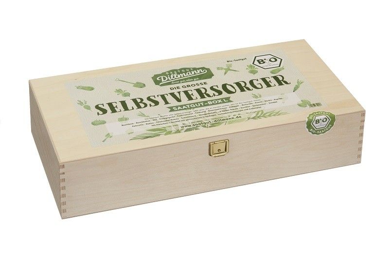 Bio-Saatgut-Box aus Holz: „Selbstversorger“ L-Bio