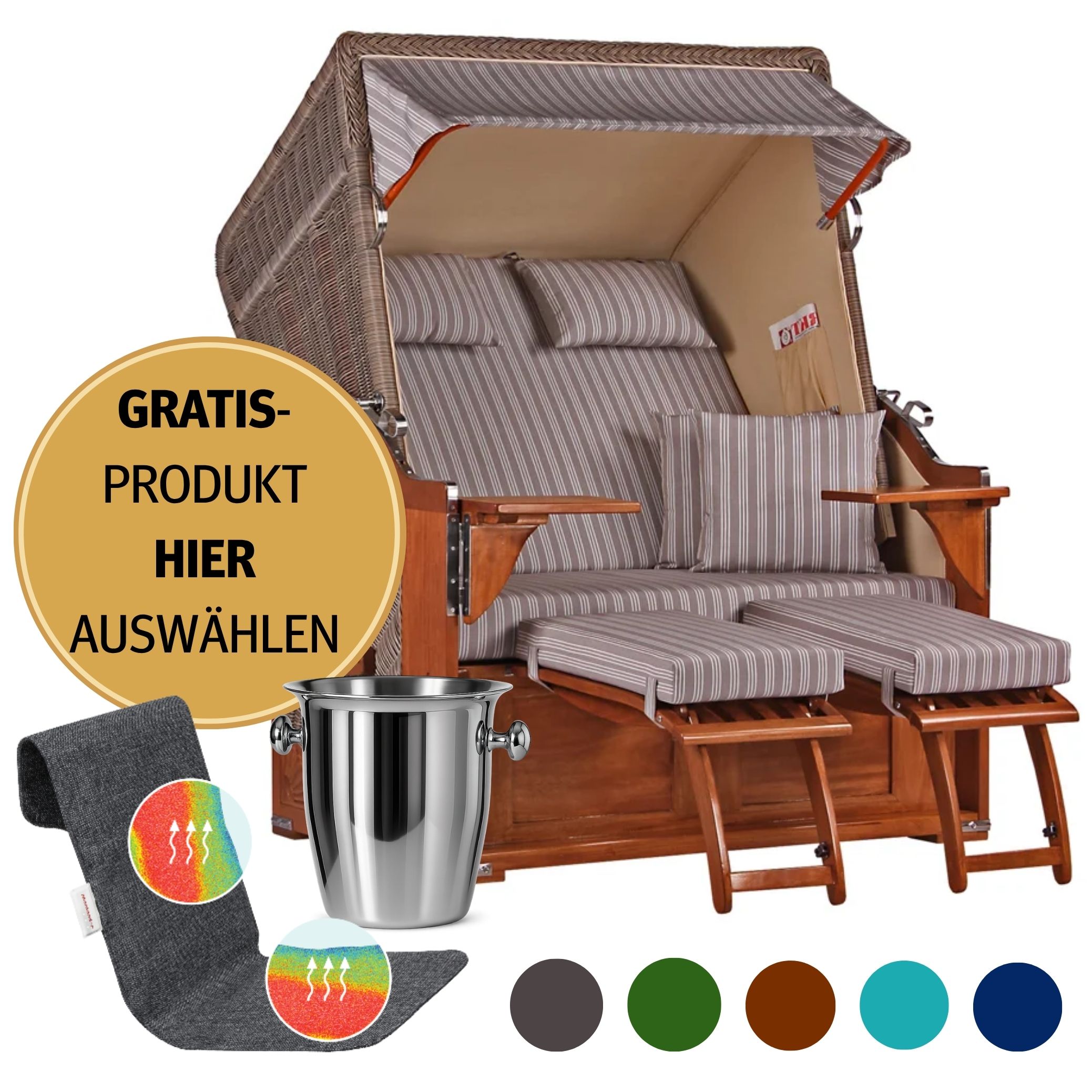 Strandkorb 2-Sitzer |  Mahagoni – Seeblick