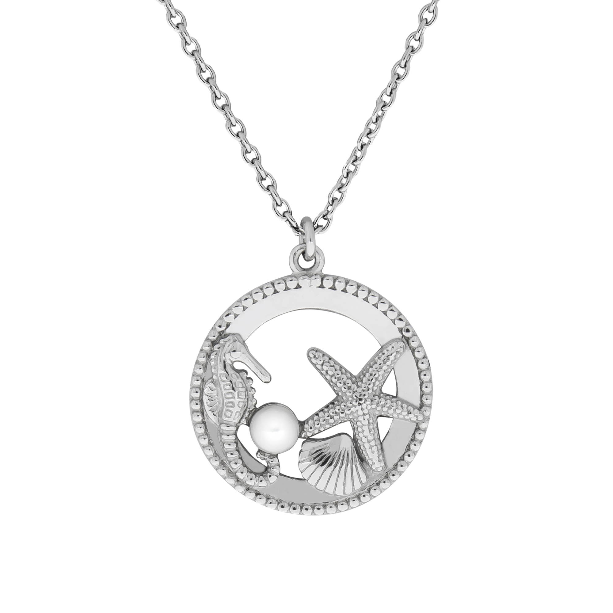 Kette Silber mit Anhänger – Seestern & Seepferdchen