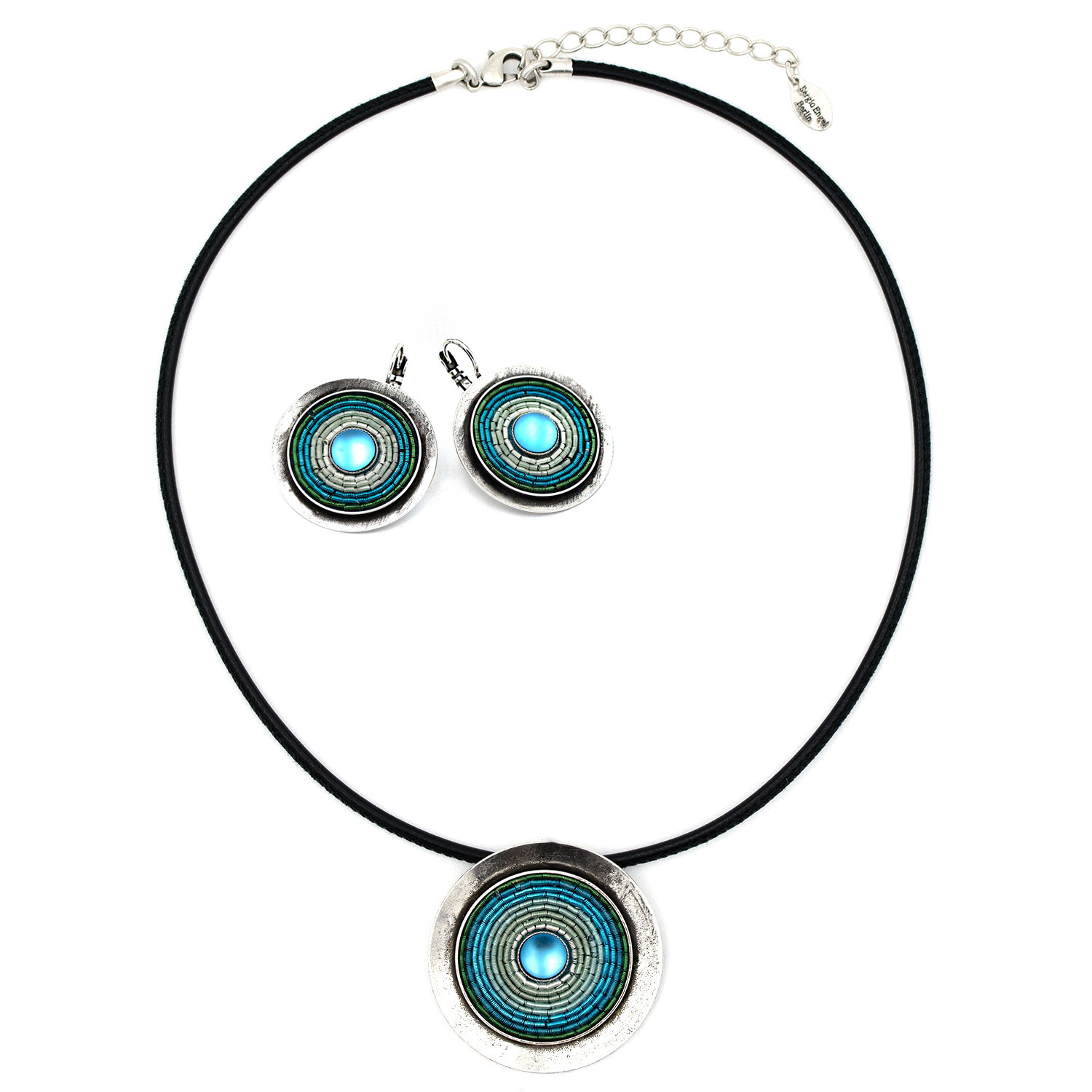 Schmuckset | Kette & Ohrringe blau – India Antik Iris