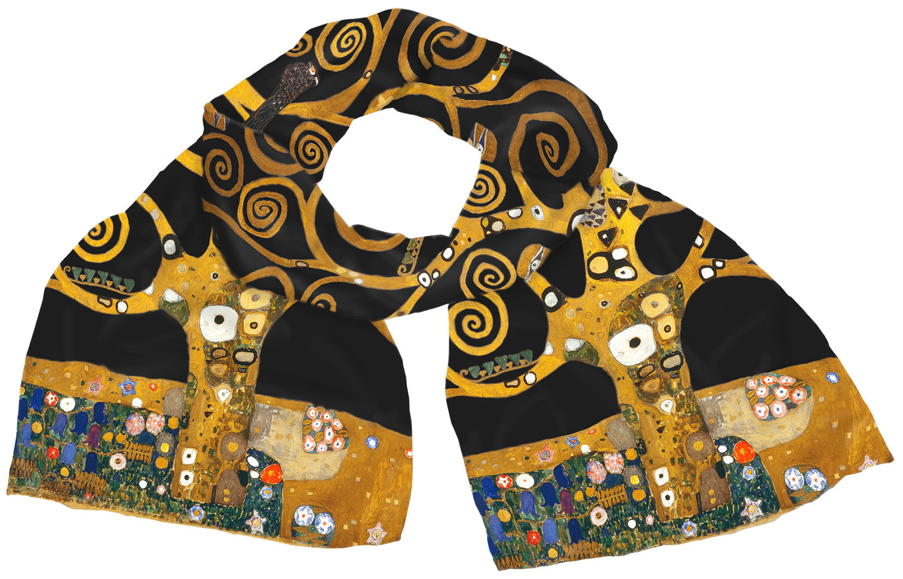 Seidenschal "Lebensbaum" schwarz – Gustav Klimt