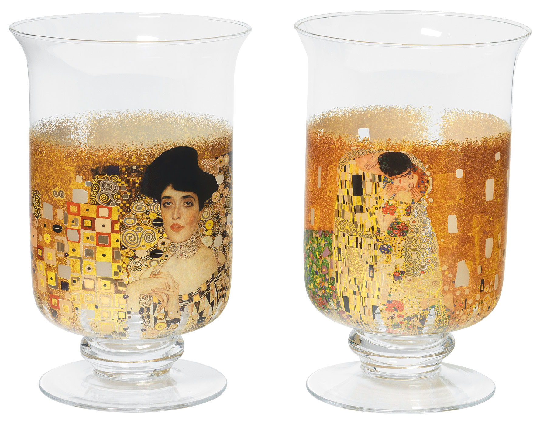 Gustav Klimt: 2 Windlichter/Vasen mit Künstlermotiv im Set