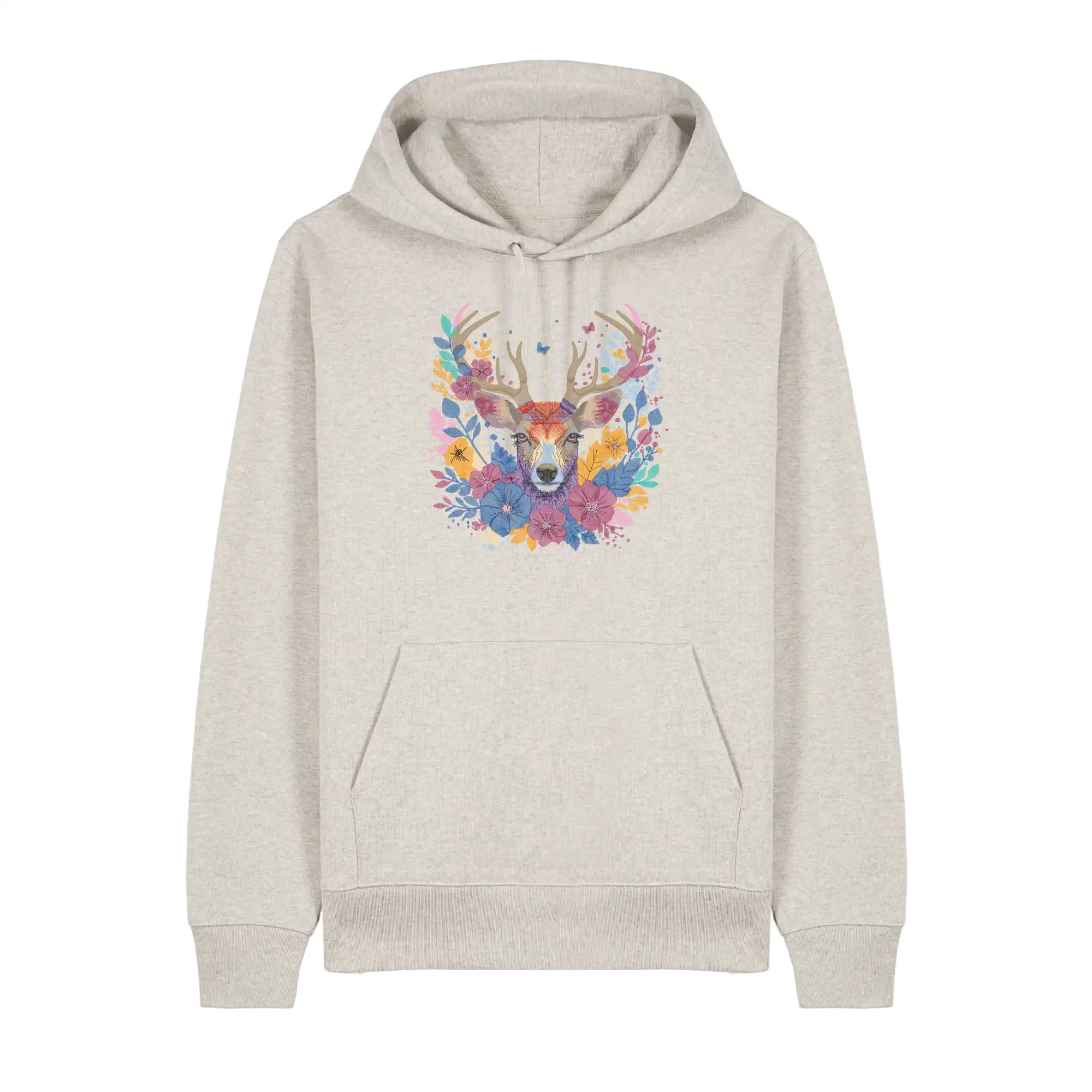 Hoodie | Heimatliebe mit Hirsch und Blumen Motiv