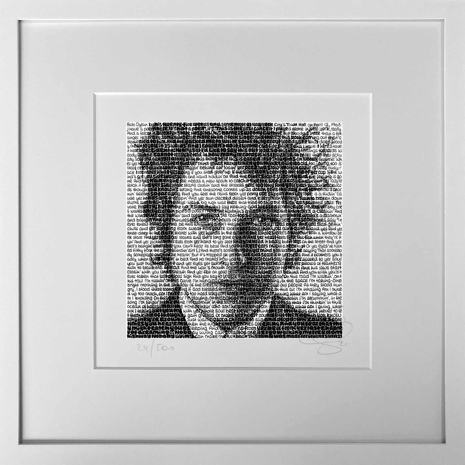 Bob Dylan - SAXA Edition Wortmalerei
