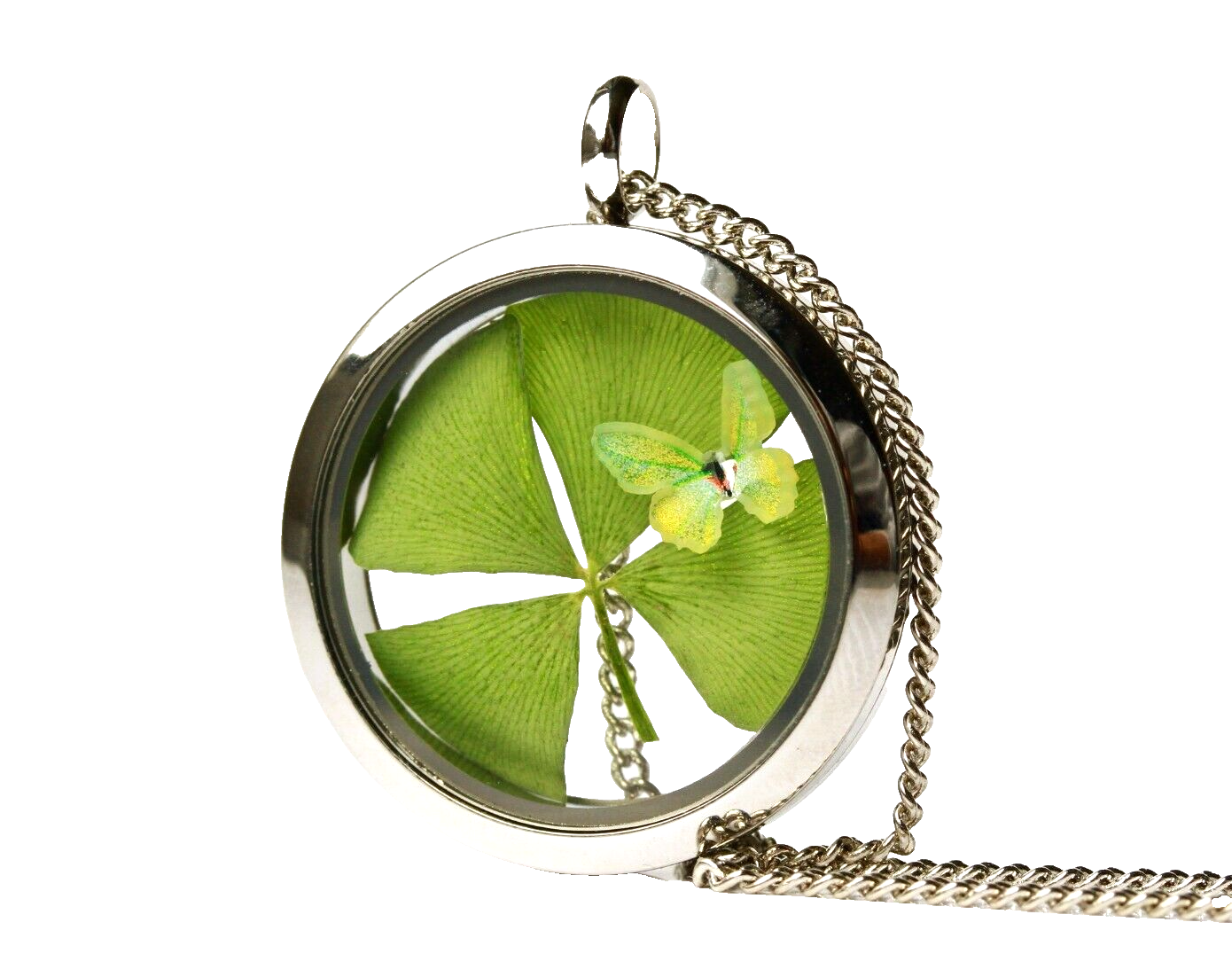 Halskette mit Kleeblatt-Medaillon