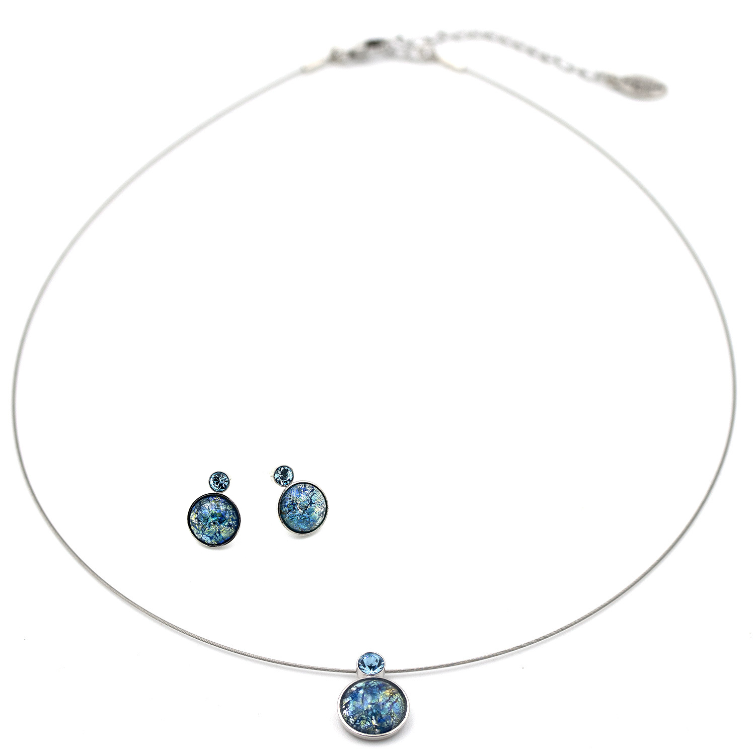 Schmuckset (Kette & Ohrringe) "Bohemia" - aqua