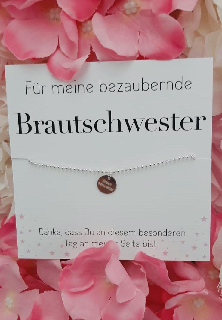 Armband Brautschwester silber - personalisierbar