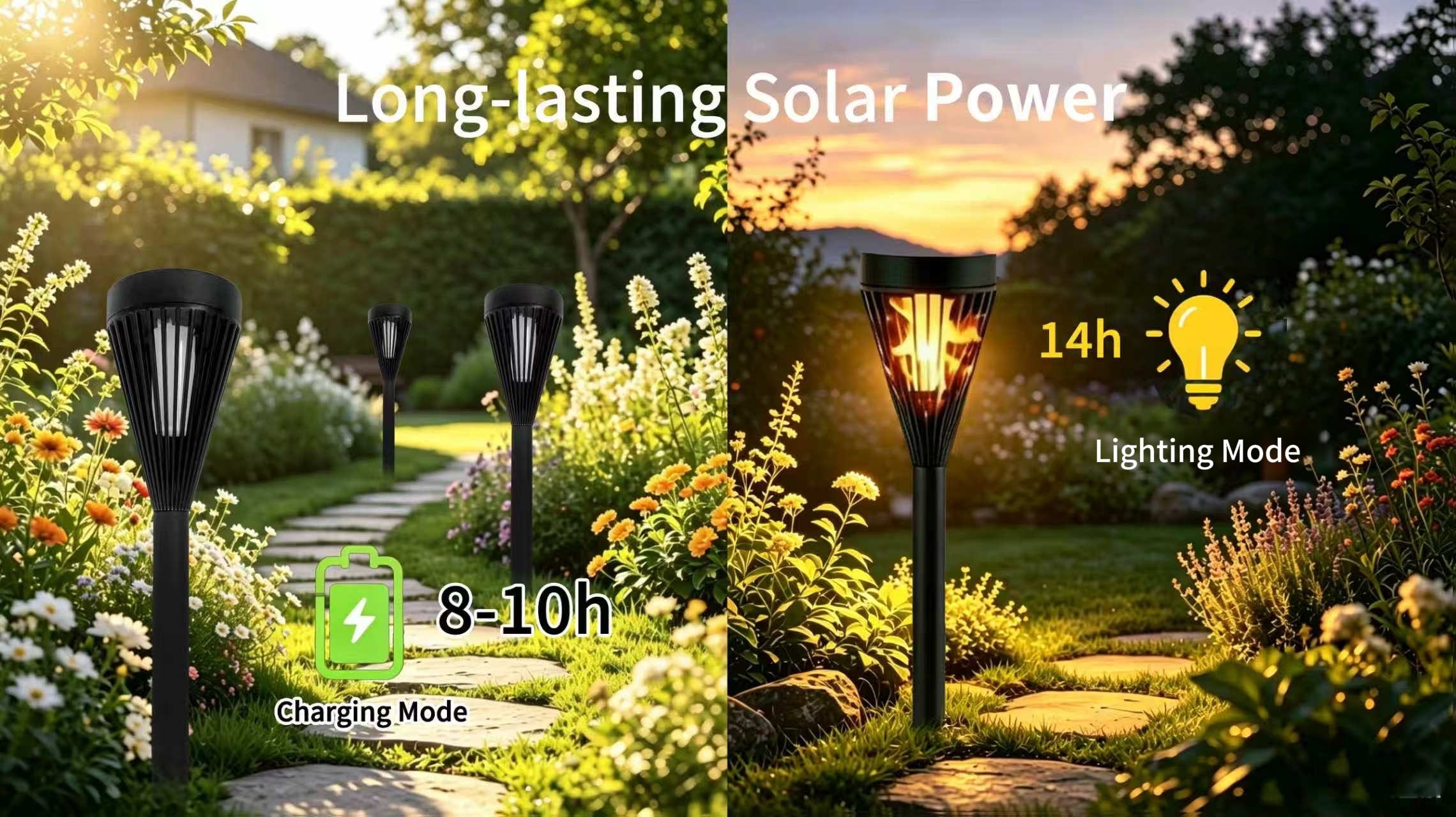 Solar-Kegel Fackelleuchten | LED mit Flammeneffekten