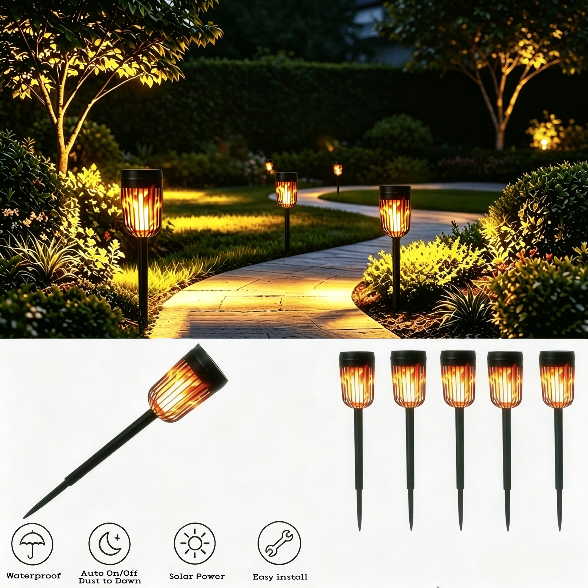 Solar-Fackelleuchten 6er-Set Vogelkäfig-Design – DEULE