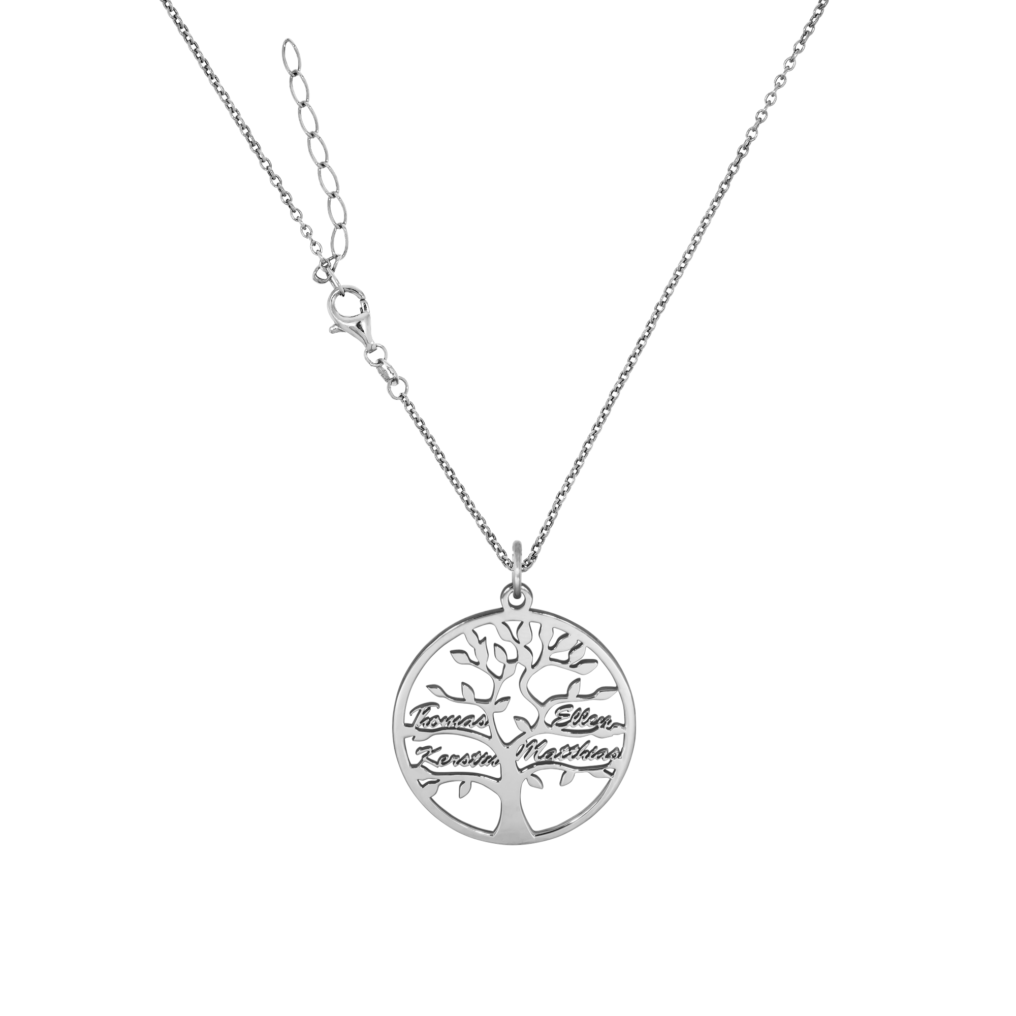 Kette mit Anhänger | Lebensbaum 8 Namen personalisierbar