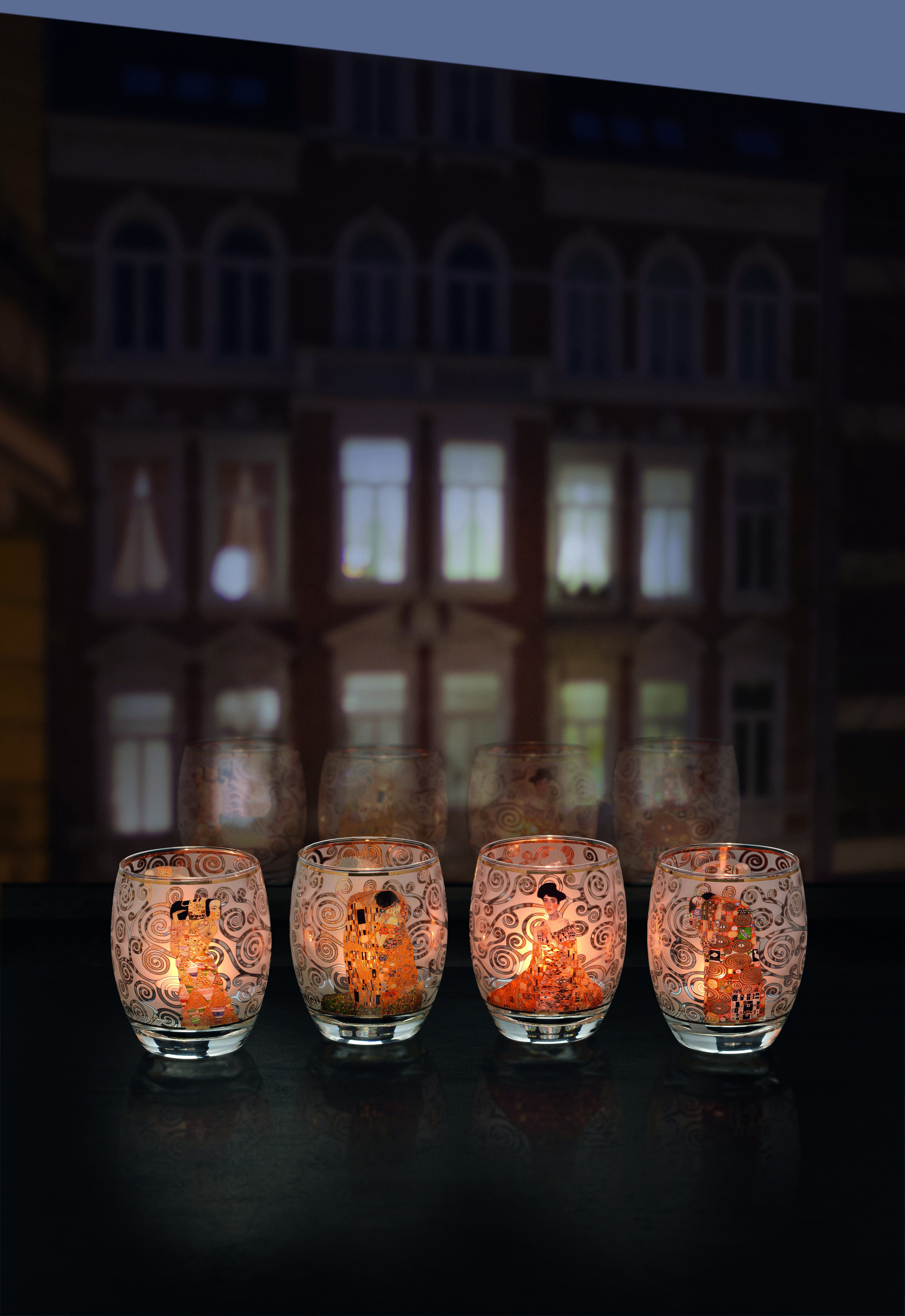 Gustav Klimt: Vier Teelichtgläser