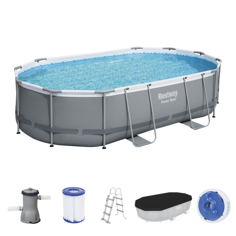 Stahlrahmen-Pool oval – Power Steel Komplett-Set