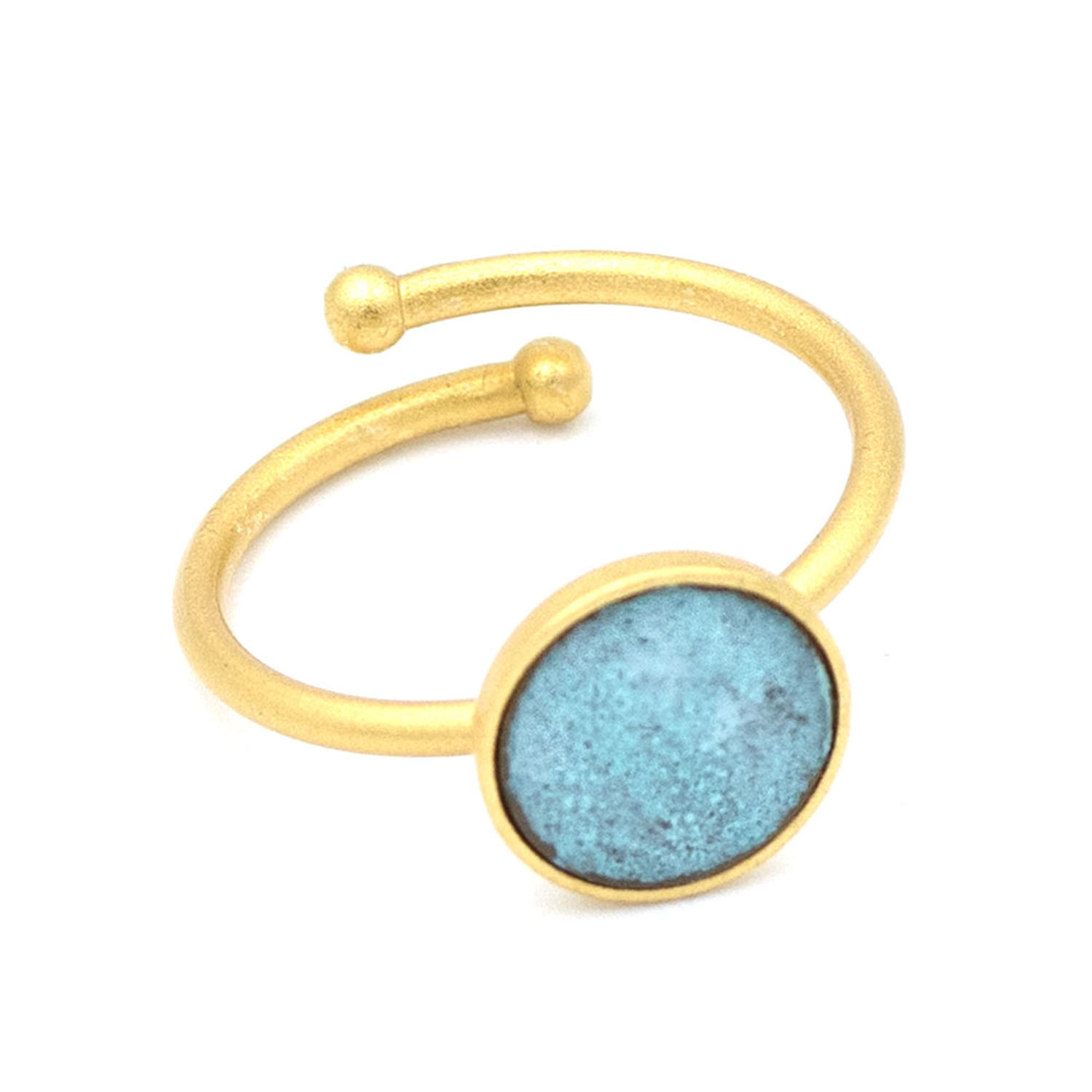 Ring vergoldet türkise Patina